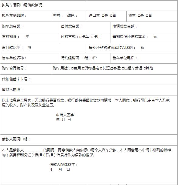 【2016最新国家贷款申请表】