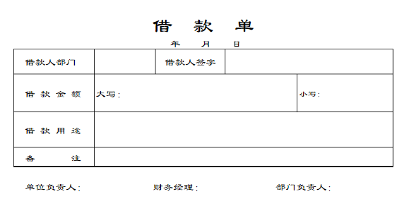 公司企业借款单模板