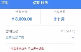 信用钱包3000利息多少